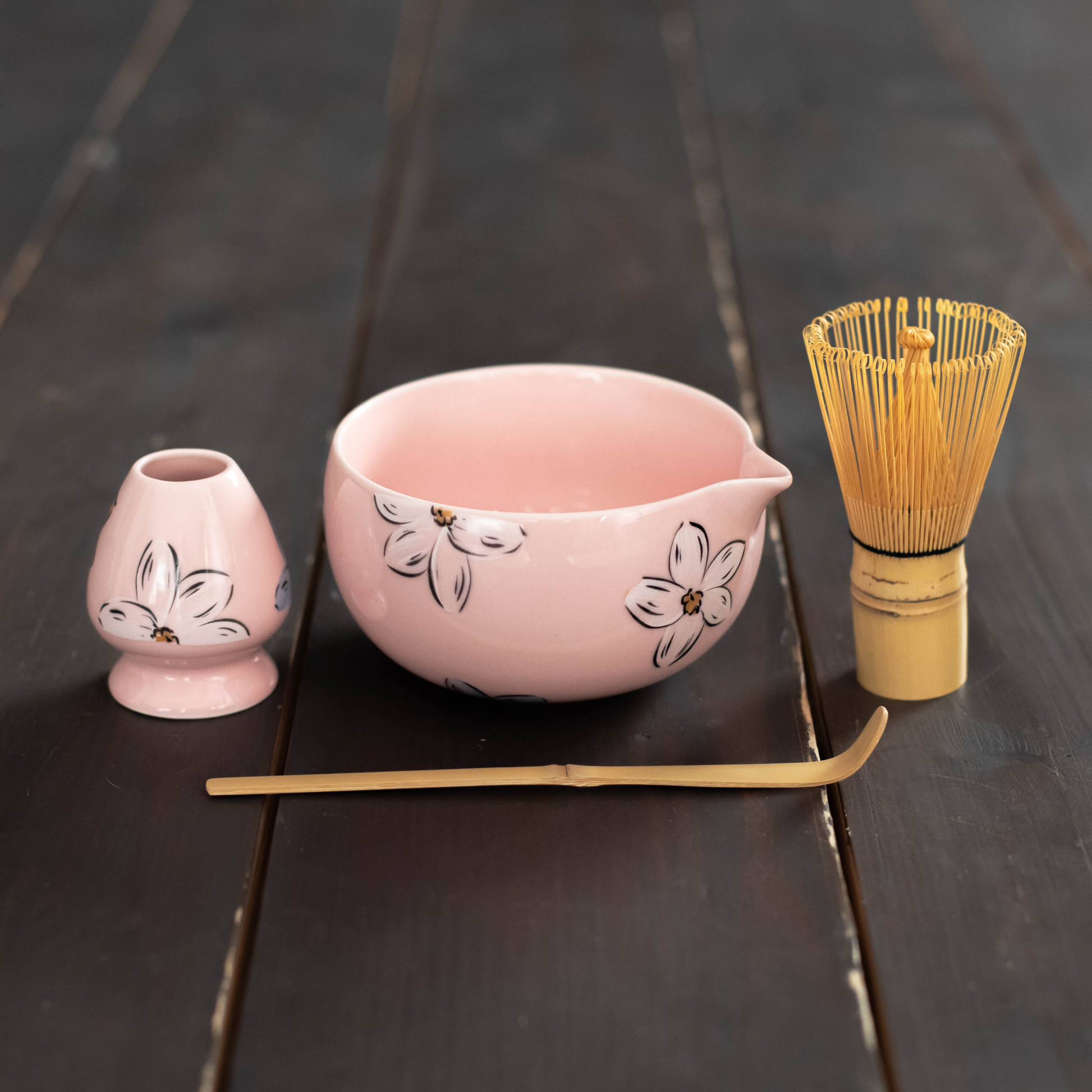 Matcha Rinkinys Rožinis Gėlėtas